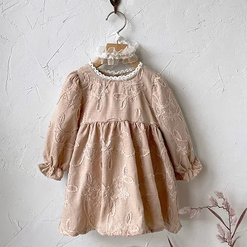 2024 New Autumn 0-3Yrs Kids Princess Dress Baby Bodysuits Long Sleeved Cotton Print Infant Baby Girls Party Dress Sister Clothes