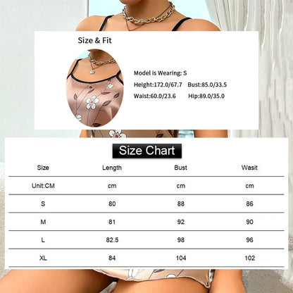 Women's Sleepdress Satin Floral Print Nightdress Comfortable Spaghetti Strap Sleepwear Dress Luxurious Satin Slip Nightdress - AMULET RING STORE