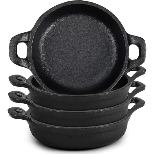 Mini cast iron frying pan 5 x 5 x 1.3, set black, oven, kitchen indoor/outdoor picnic mini frying pan (2-piece set)