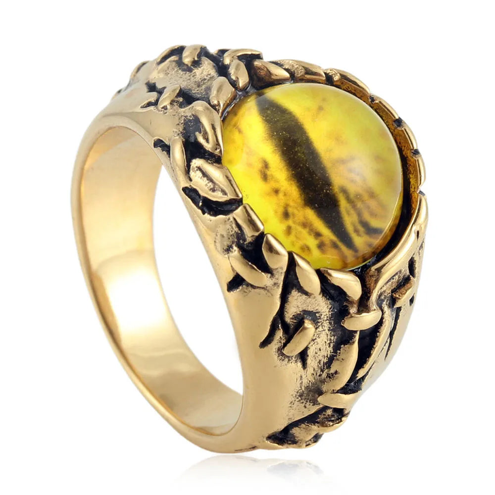 European and American stainless steel ring Retro punk men's devil eye titanium steel ring