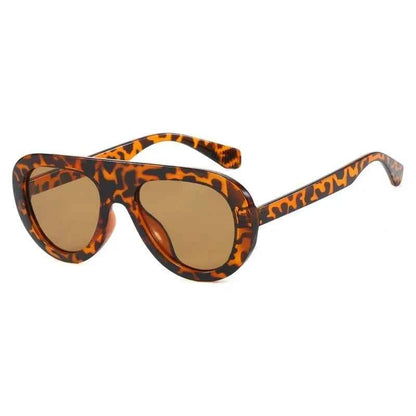 Y2K Retro Round Small Sunglasses Trendy Leopard Print Glasses Vintage Unisex Eyewear for Women Men Bold Fashion Accessories