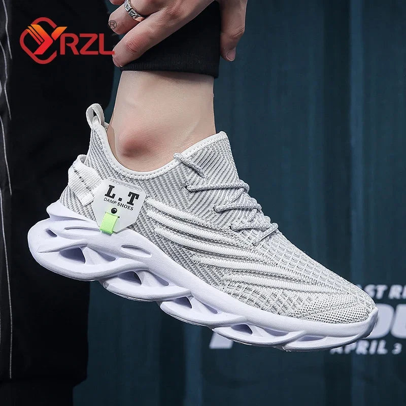 YRZL Men Sports Running Black Jogging Shoes Casual Sneakers Outdoor Breathable Mesh Women Light Shock-absorption Black Tennis - AMULET RING STORE