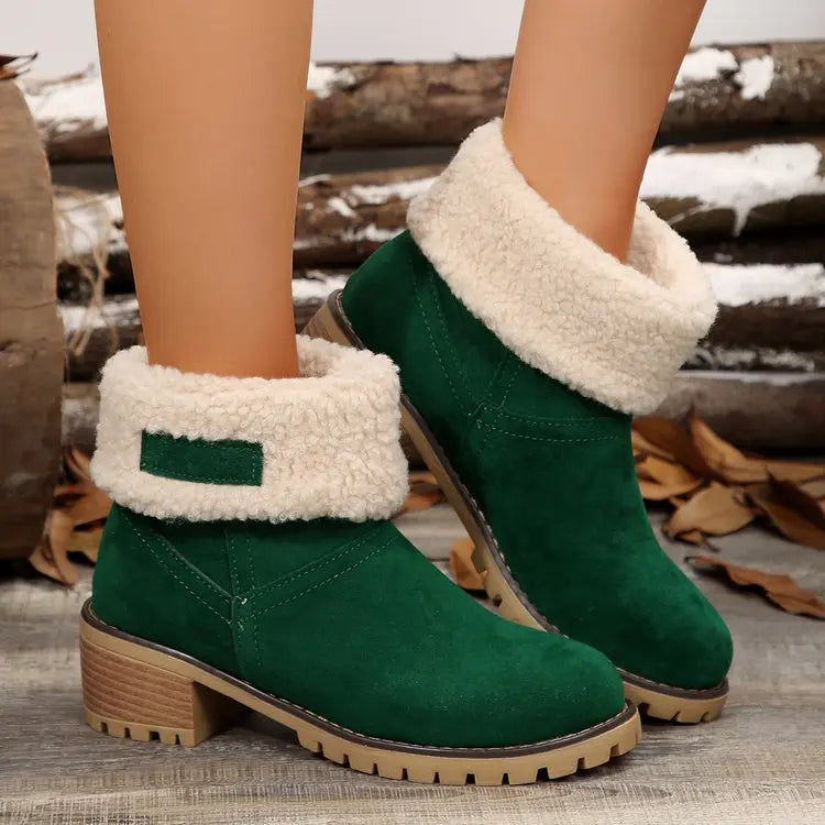 Plus Size 35-43 Shoes for Women Winter Fur Warm Snow Boots Ladies Comfortable Slip on Platform Casual Mid-calf Boots Women Boots - AMULET RING STORE