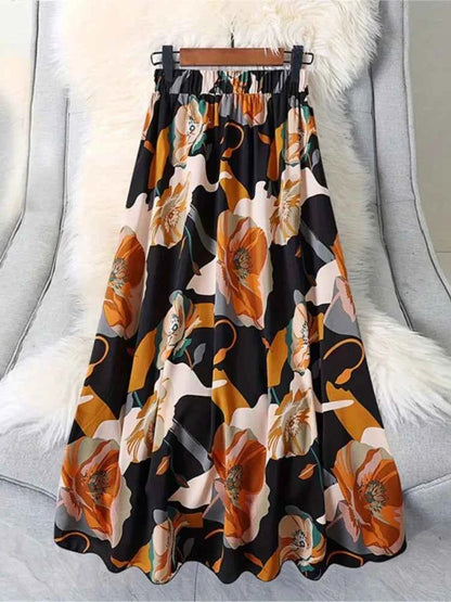 Summer Floral Print Skirts For Woman 2024 Long Elegant High Waist Maxi Skirts