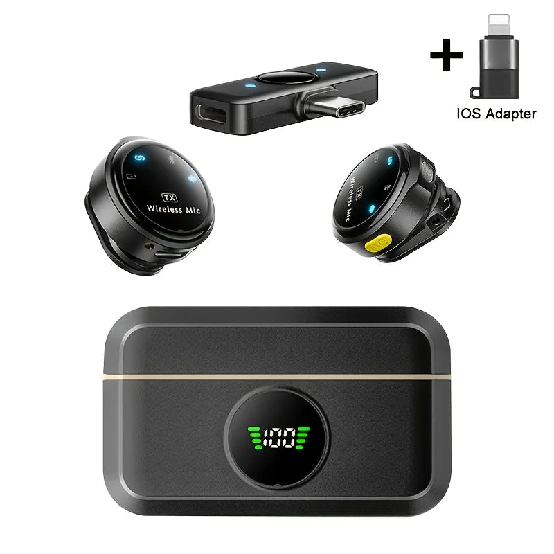 Wireless Lavalier Microphone for Phone iPhone Laptop Devices with Noise-canceling Function to Record Videos During Meetings Mic