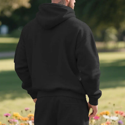 Men's Hooded Fleece Pullover Sporty Casual Jacket European American Style Autumn Winter Warm Comfortable Men's Outerwear