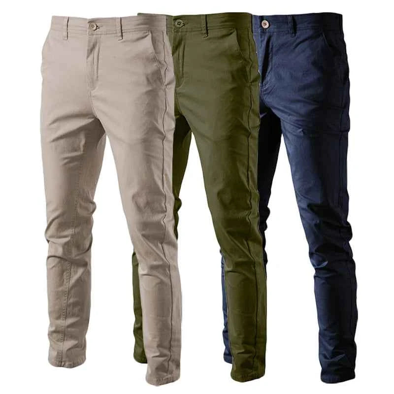 Men's Work Business Pants Cotton Casual Trousers Solid Color Slim Fit Straight Long Pant Spring Autumn Versatile Breathable Pant