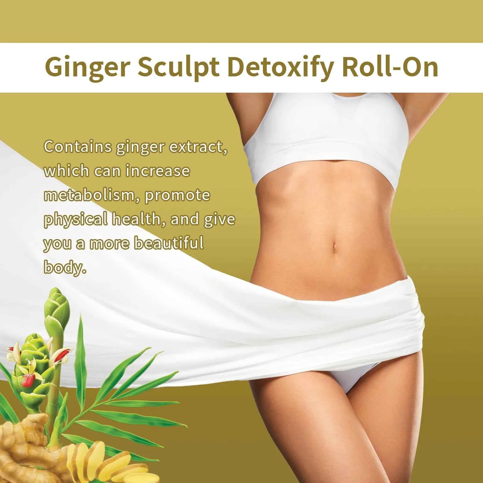 Ginger Sculpt Detoxify Roll-on Ginger Extract Increase Metabolism Promote Fat Burning Moisturizing Skin Care Body Ball Massage