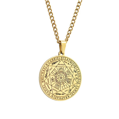 Seven Archangels Sigil Talisman Necklaces Men Boys Seal of Solomon Pendant Chain