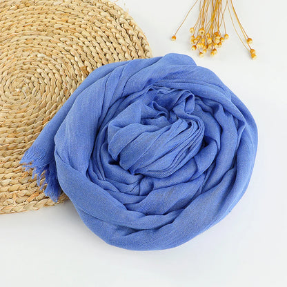 Autumn Winter New Cotton Linen Scarf For Women Girls Solid Color Sunscreen Scarves Soft Foulard Viscose Female Wrap Shawls