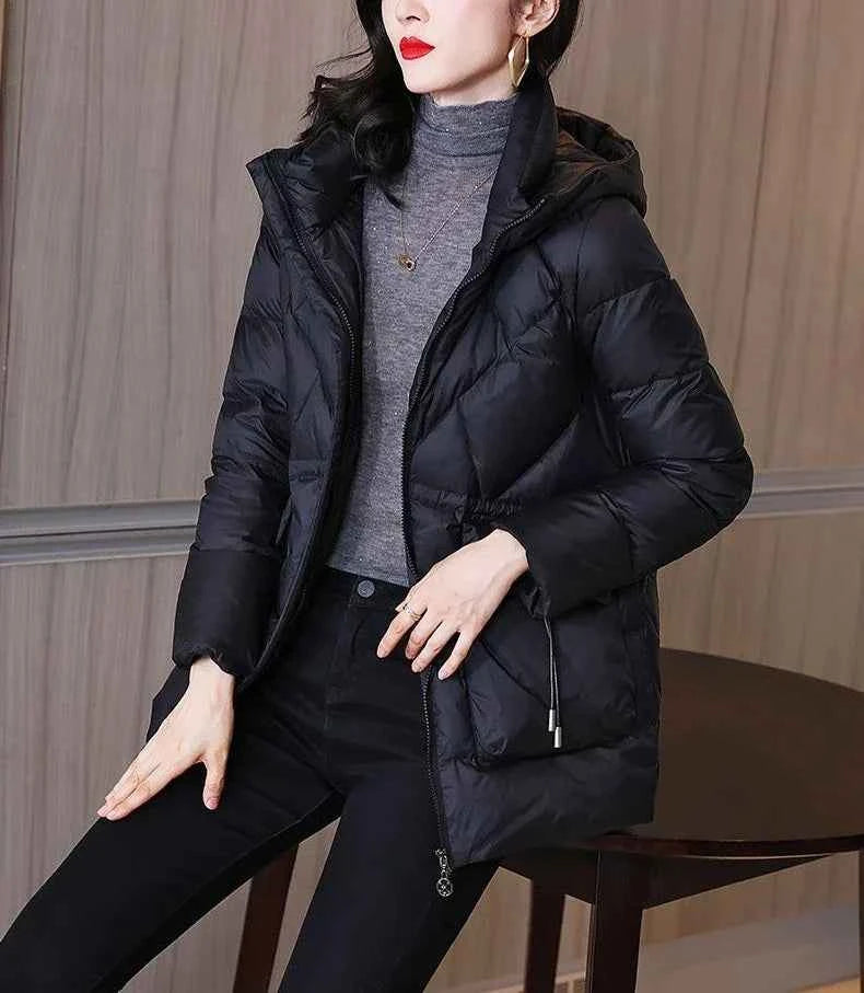 Woman Coat Zip-up Black Thick Padding Duck Down Quilted Padded Jackets for Women Hoodie Y2k Fashion 2025 Trend Luxury Hot Youth