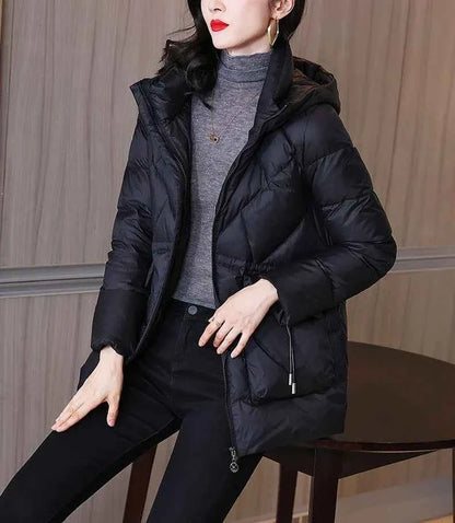 Woman Coat Zip-up Black Thick Padding Duck Down Quilted Padded Jackets for Women Hoodie Y2k Fashion 2025 Trend Luxury Hot Youth