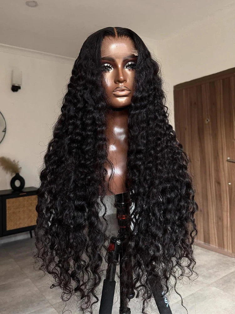 Loose Deep Wave 13x4 Lace Front Human Hair Black Wigs Deep Wave Brazilian 5x5 Closure Wear And Go Glueless Human Hair Curly Wigs - AMULET RING STORE
