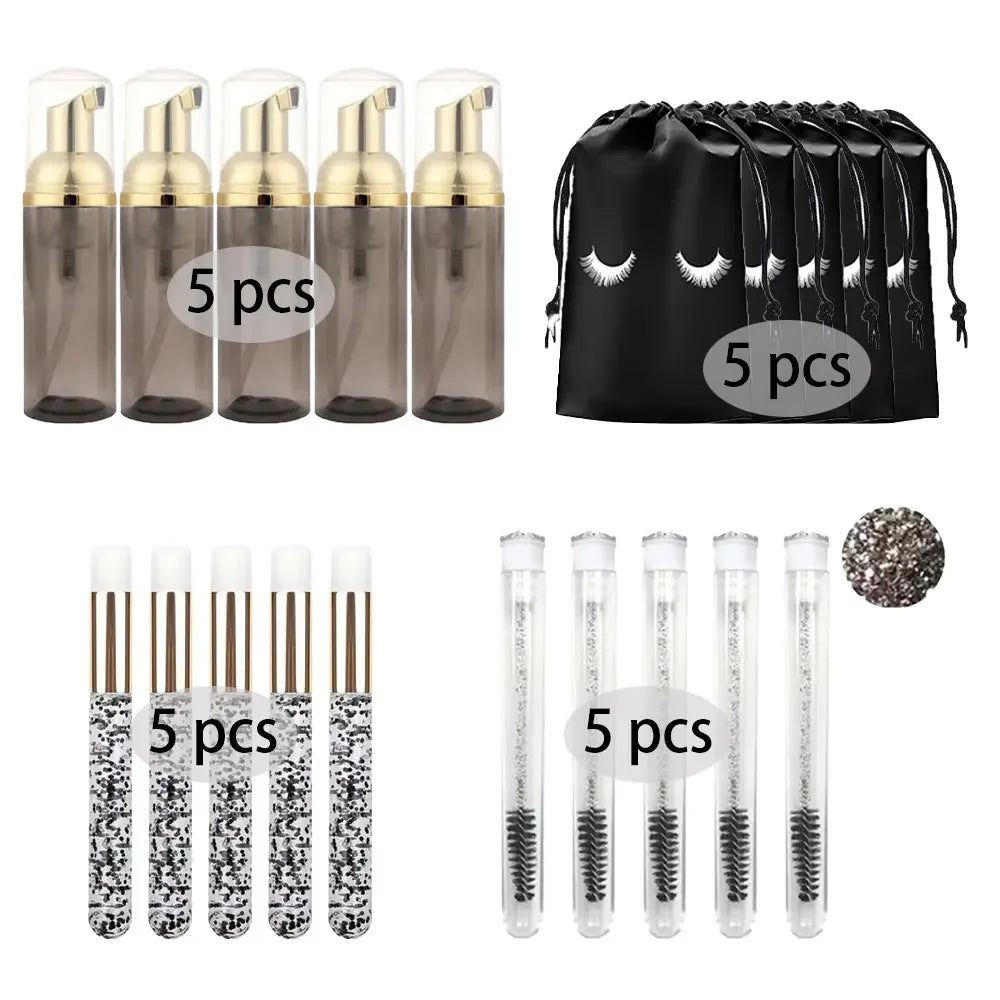 20/40PCS Suit 60ML Empty Pump Bottle Eyelash Shampoo Care Makeup Tool Travel Foam Dispenser Bottle Plastic Cleanser Soap Care - AMULET RING STORE