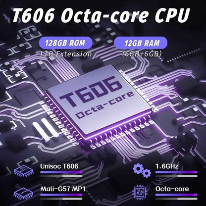 Tablet 10.95 inch Android 15 Tablets, 12GB RAM 128GB ROM 1TB Expand, Octa-core Processor, 1280x800 IPS, 8000mAh Battery (Black)