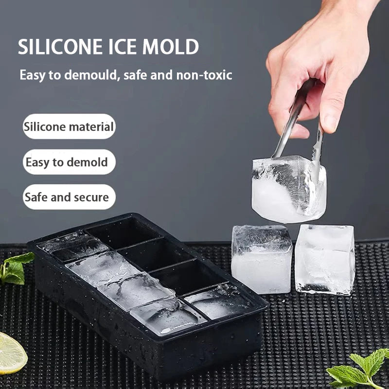 4/6/8/15 Grid Big Ice Tray Mold Giant Jumbo Large Food Grade Silicone Ice Cube Square Tray Mold DIY Ice Maker Ice Cube Tray - AMULET RING STORE