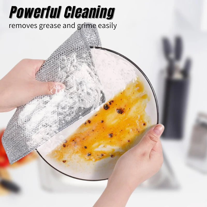 10-1pc Magic Cleaning Cloth Thickened Double -sided Metal Steel Wire Rags Kitchen Dish Pot Washdishing Cloths Towel Clean Tools - AMULET RING STORE