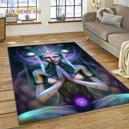 Naturalize Yoga Zen Meditation Rainbow 7 Chakra Carpet Rug for Home Living Room Bedroom Sofa Doormat Decor,Area Rug Non-slip Mat