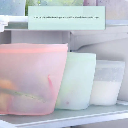 1/3/4Pcs/Pack Silicone Storage Bag,Reusable Food Grade Fresh-keeping Zipper Bags,BPA Free,Leakproof,Microwave&Dishwasher Safe - AMULET RING STORE