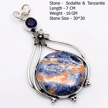 Genuine  Agate Labradorite Jasper Turquoise Rose Quartz Pendant