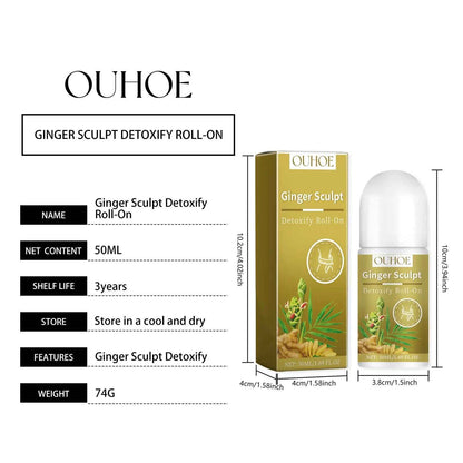 Ginger Sculpt Detoxify Roll-on Ginger Extract Increase Metabolism Promote Fat Burning Moisturizing Skin Care Body Ball Massage