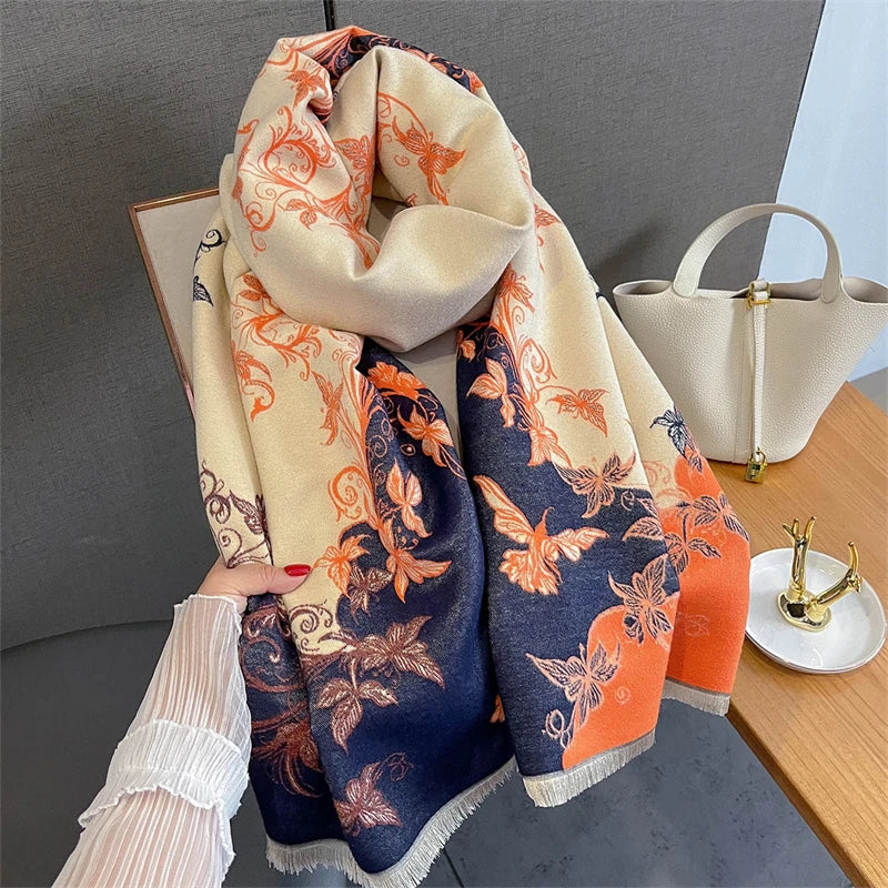 2025 Winter Warm Cashmere Scarf for Women Luxury Print Pashmina Shawl Wrap Neckerchief Female Bufanda Echarpe Design Headband - AMULET RING STORE