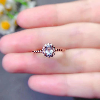 18K Gold Plated 925 Silver Ring - Natural Yellow Sapphire & Aquamarine