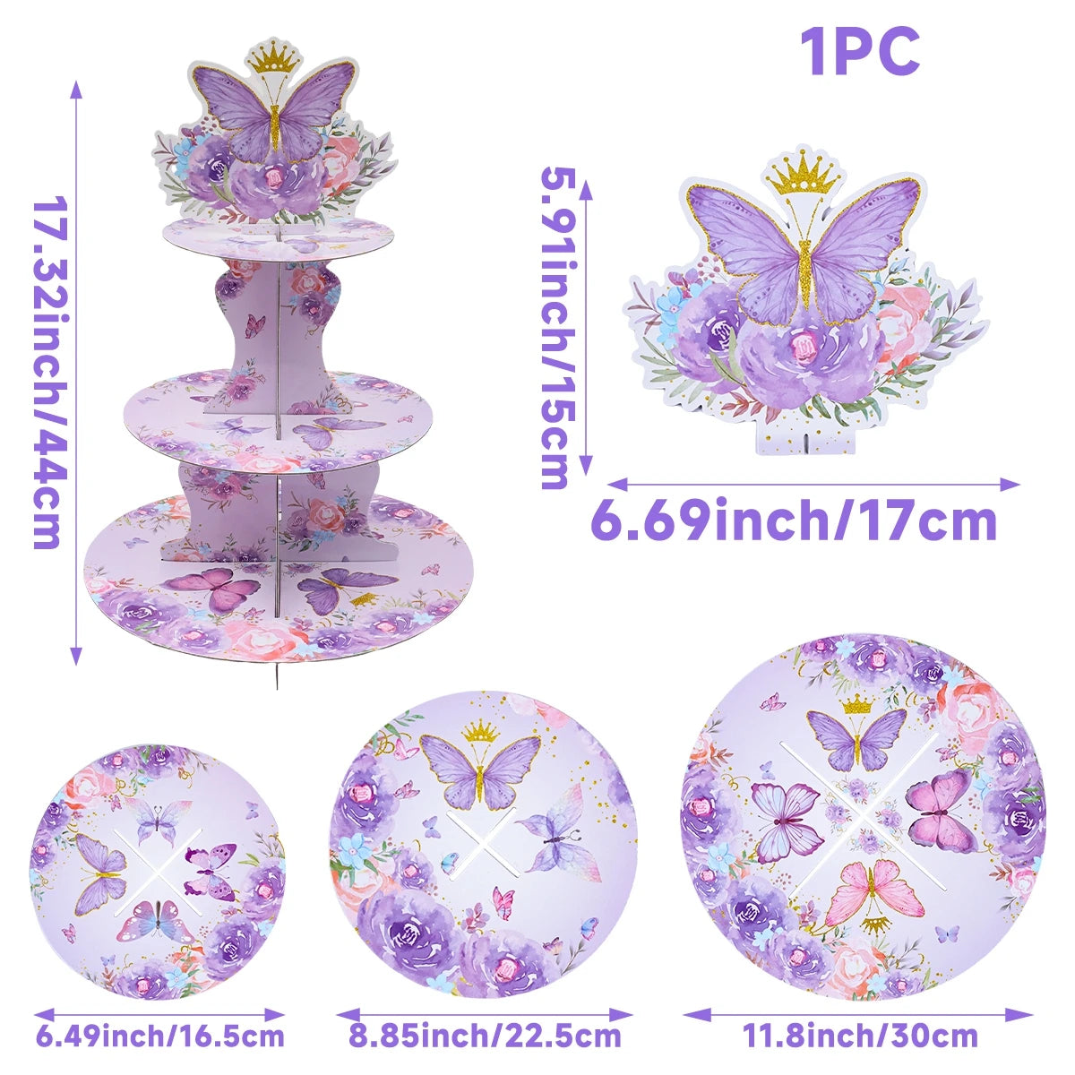 Cake Display Stand Jungle Mermaid Birthday Party Decorations Kids Dessert Holder Cake Tray Butterfly Baby Shower Cupcake Support - AMULET RING STORE
