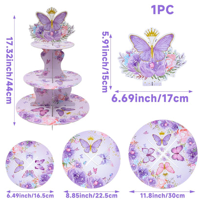 Cake Display Stand Jungle Mermaid Birthday Party Decorations Kids Dessert Holder Cake Tray Butterfly Baby Shower Cupcake Support - AMULET RING STORE