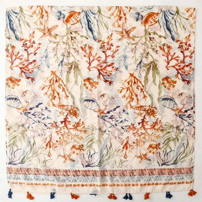 Retro Bohemian Styles Women Scarf Summer Beach Shawl Cotton Linen Feeling Tassel Pashmina Muslim Hijab Wrap Lady Viscose Scarf