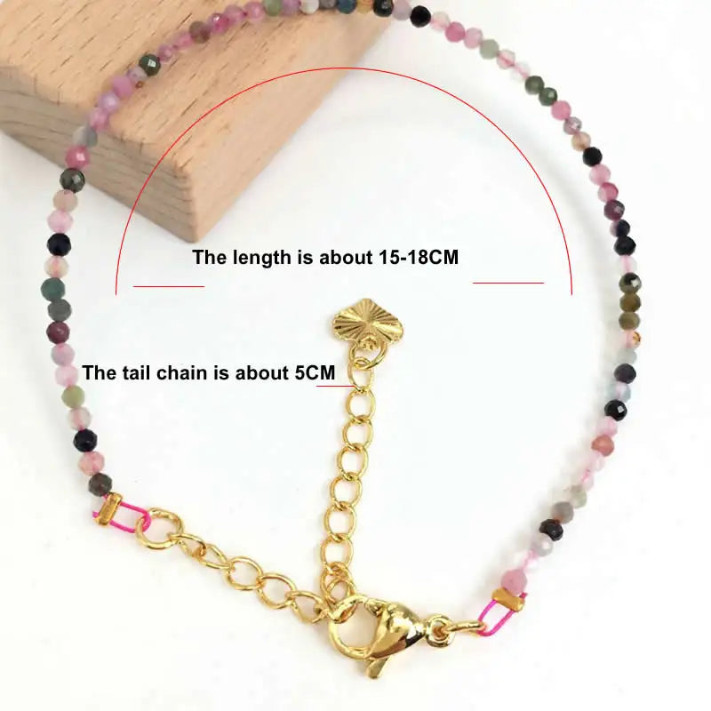 Fashion 2-3mm Faceted stone beads Necklace bracelet Pink Quartz Crystal zircon amethyst Choker Men Female Jewelry Party Gift - AMULET RING STORE