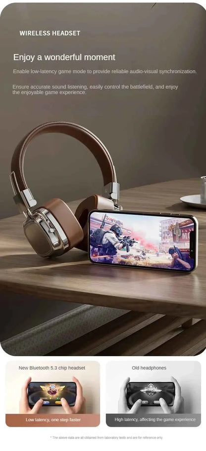 2025 New Retro On Ear Headphones Wireless Bluetooth Headsets DJ Stereo Sounds Bluetooth 5.3 Foldable Headset Gamer Choice