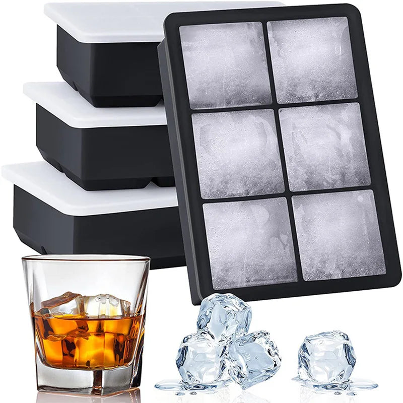 4/6/8/15 Grid Big Ice Tray Mold Giant Jumbo Large Food Grade Silicone Ice Cube Square Tray Mold DIY Ice Maker Ice Cube Tray - AMULET RING STORE