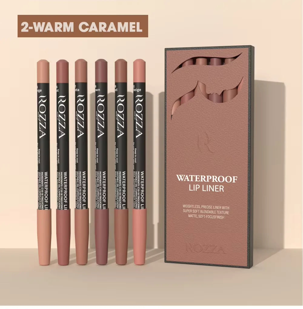 Rozza Waterproof Lip Liner Pencil Set, Weightless Precise Liner with Super Soft Blendable Texture Matte Soft - AMULET RING STORE