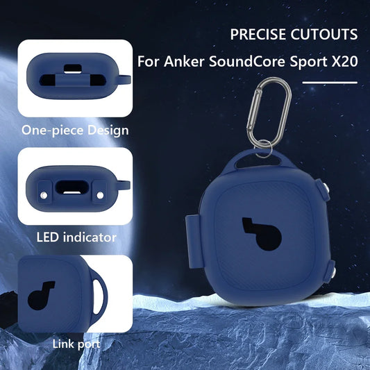 Silicone Case Cover Shockproof Soft Protective Cover Logo Visible Design Full Body Protective Case for Anker SoundCore Sport X20 - AMULET RING STORE