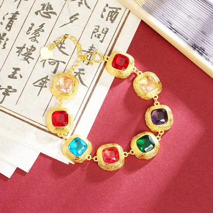 Luxury 24K 9999 Pure Gold real gold Women's bracelet court style multicolor sugar bracelet - AMULET RING STORE