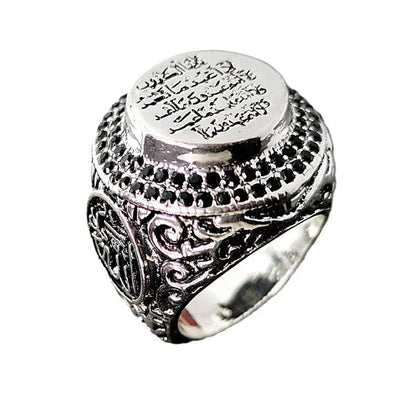 Vintage Arab Style Rings for Men Stainless Ethnic Arabic Calligraphy Ring - AMULET RING STORE
