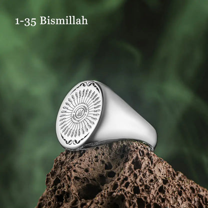 King of Solomon Seal Ayatul Kursi Ring, 99 Names Of Allah Asma Ul Husna, Bismillah Heaven-ul Esma Islamic Ring