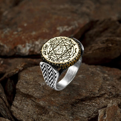 Seal Of Solomon Silver Victorian Ring New Authentic Sterling Silver Antique Turkish Master Hand Ring Men's Rustic