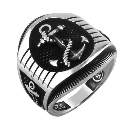 Elegant Design 925 Sterling Silver Anchor Men Ring Sailor Business Jewelry For Men Gift Accessory