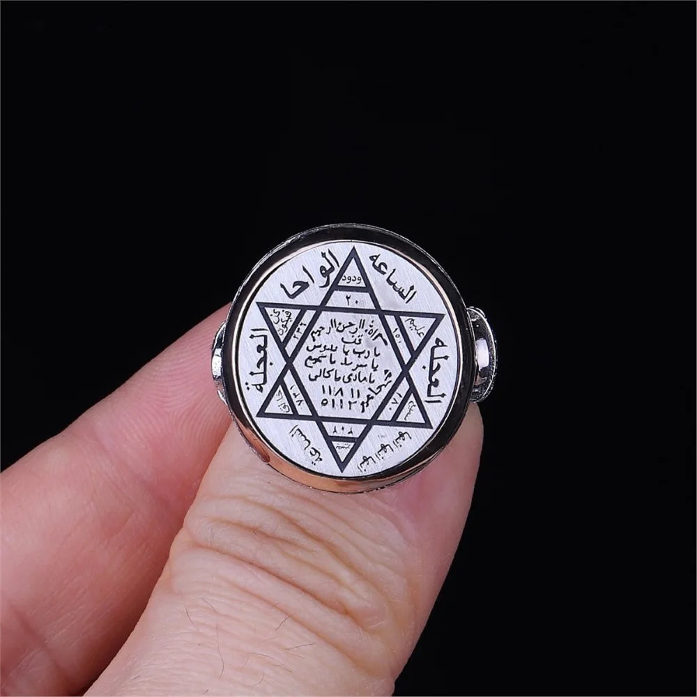 925K Sterling Silver Seal of Solomon Engraved Ring