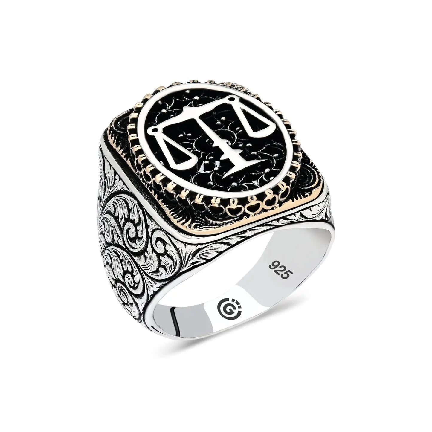 Elegant Design 925Sterling Silver Seal Of Solomon Aleph Double Eagle And Sword Men's Ring