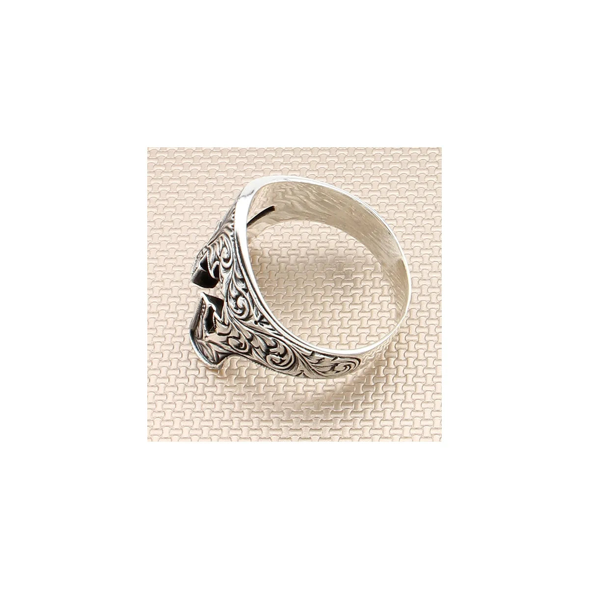 925 Sterling Silver Elegant Morion Motif Model Without Stone Men's Ring Exclusive Chic Accessory for Men Special Ring