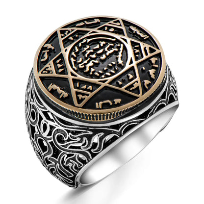 925 Sterling Silver the Seal of Solomon Ring Religious Men's Ring Star of David Ring of Exclusive Accessory Ring for Men