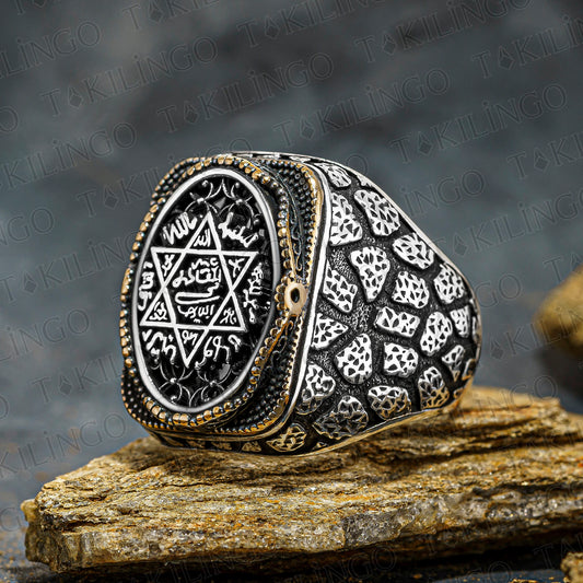 925 Sterling Silver Prophet Seal Of Solomon Men's Ring