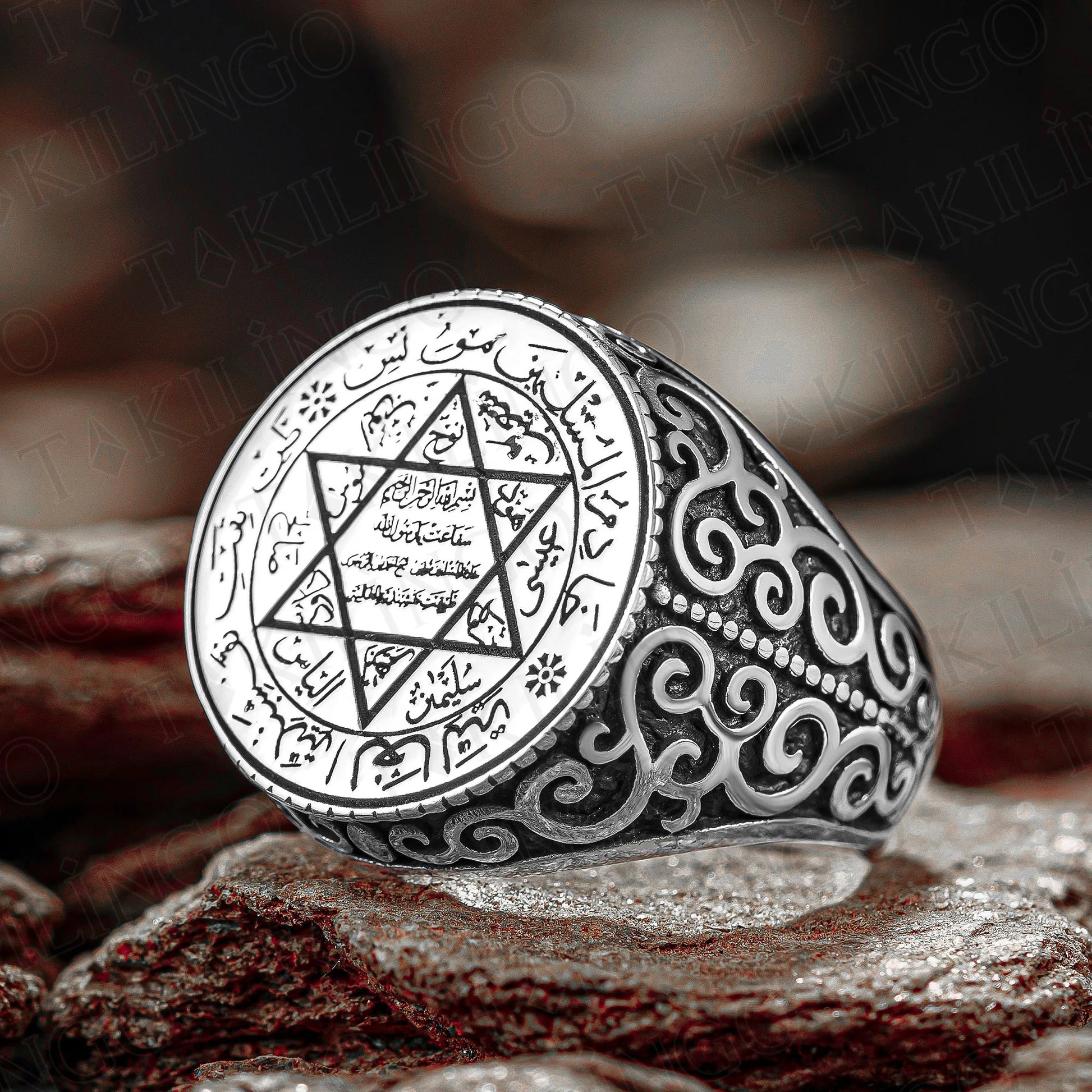 925 Sterling Silver Prophet Seal Of Solomon Men's Ring AMULET RING STORE