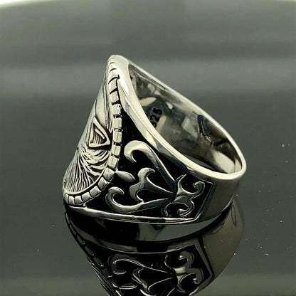 Mens Cool Punk Fashion Wolf Signet Men's Ring Animal Ring Mens Liberty Wolf Ring