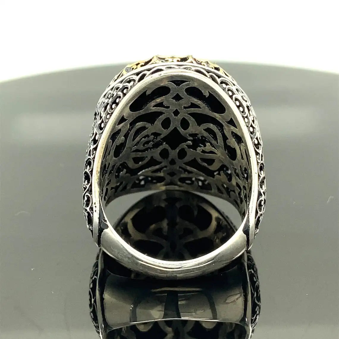 925 Sterling Silver Black Onyx Stone Men's Ring, Ottoman Jewelry Hand Made