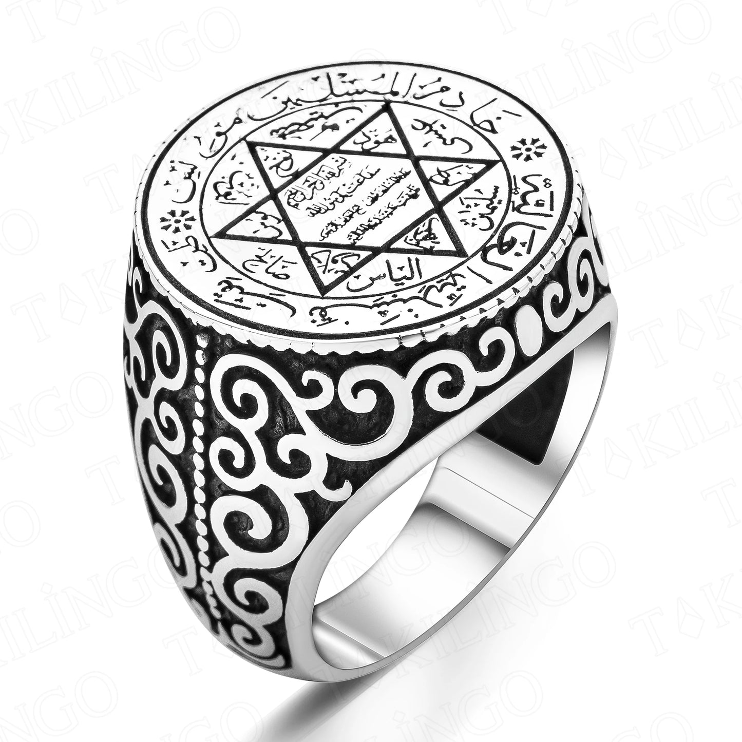 925 Sterling Silver Prophet Seal Of Solomon Men's Ring