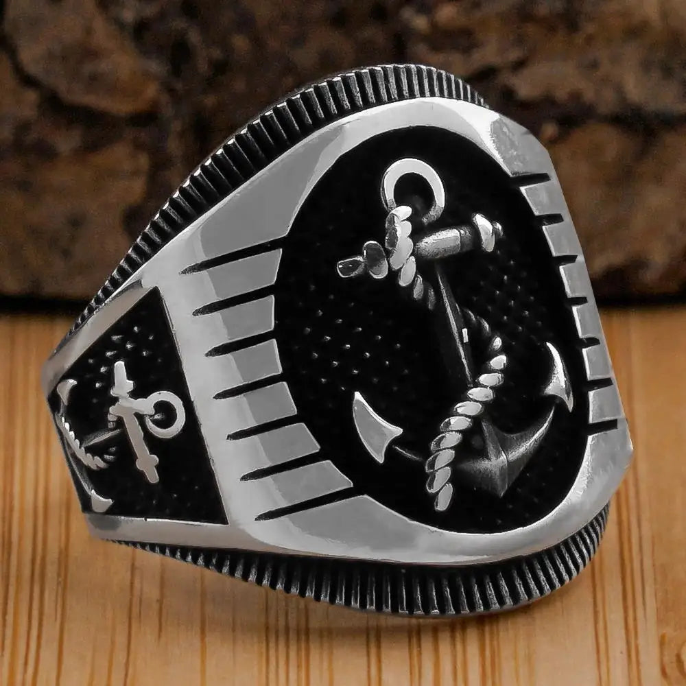 Elegant Design 925 Sterling Silver Anchor Men Ring Sailor Business Jewelry For Men Gift Accessory